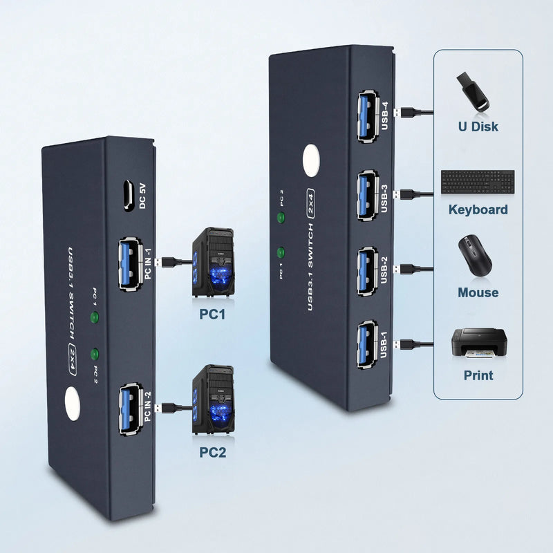 4 Port 2 Computer USB 3.1 Switch - M.Tech Access