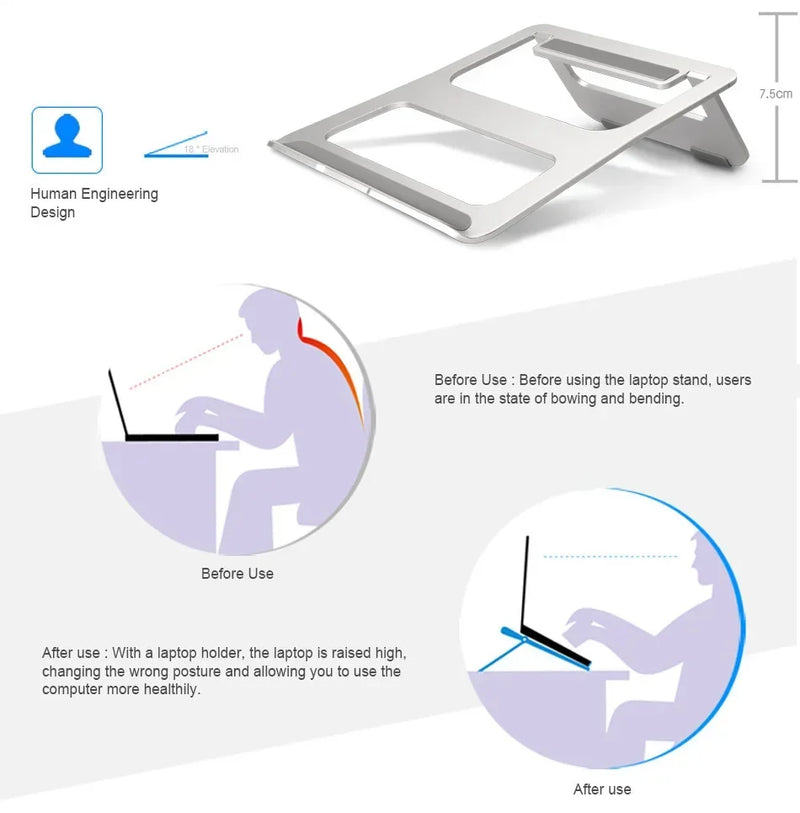 Aluminum Laptop Anti Skid Stand - M.Tech Access