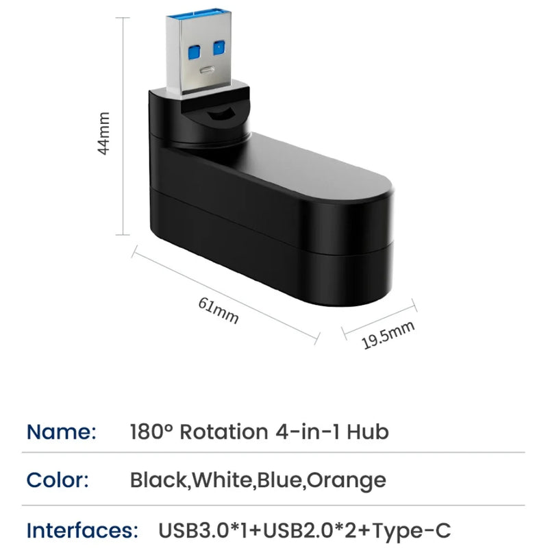 Laptop Rotatable USB Type C HUB - M.Tech Access