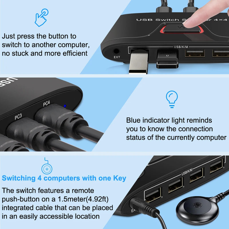 Laptop 4 Computers Sharing Switch - M.Tech Access